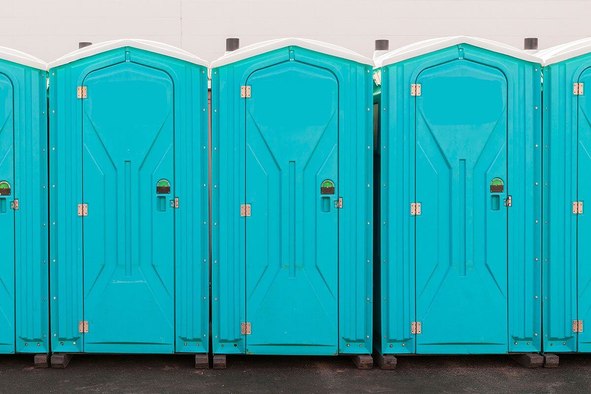 Industrial portable restroom units at a plant in Scranton, Pennsylvania