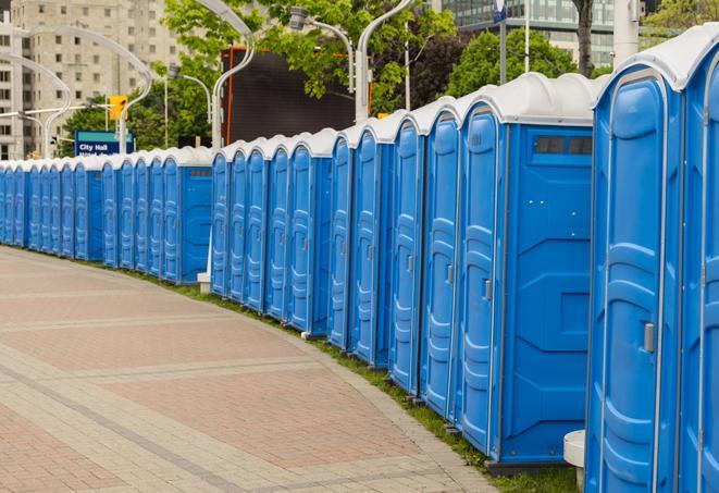 Seasonal porta potty units set up at a Scranton, Pennsylvania venue